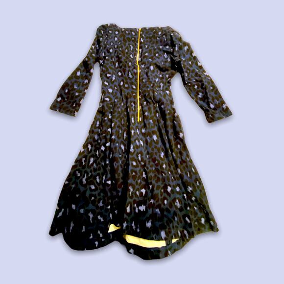 Kate Spade New York Blue Leopard Print 3/4 Sleeve Winter Dress Gold Zipper 2 - Picture 7 of 9